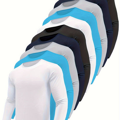 10-Pack Men's Quick-Dry Long Sleeve T-Shirts - Moisture-Wicking Casual Workout Performance Tees - Hiccupzz