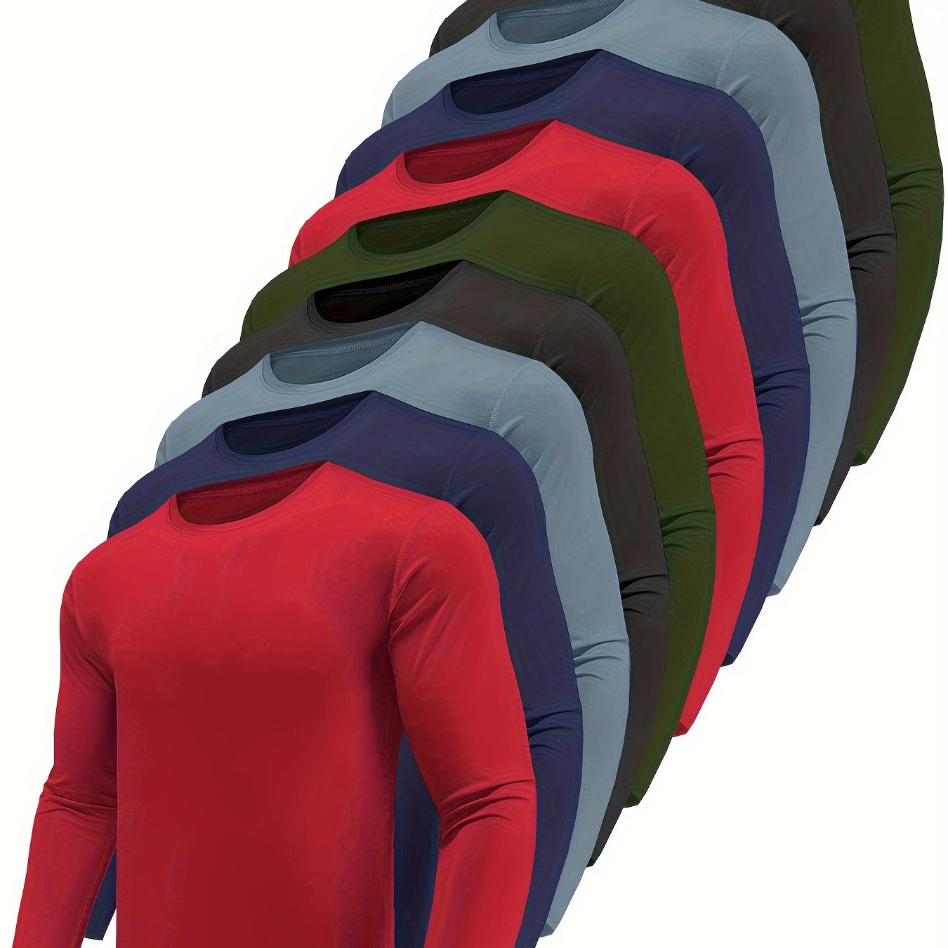 10-Pack Men's Quick-Dry Long Sleeve T-Shirts - Moisture-Wicking Casual Workout Performance Tees - Hiccupzz