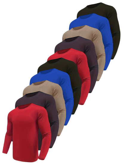 10-Pack Men's Quick-Dry Long Sleeve T-Shirts - Moisture-Wicking, Casual Workout and Leisure Tops - Hiccupzz