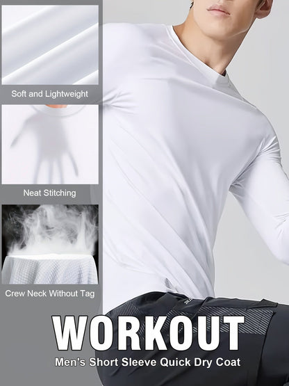 10-Pack Men's Quick-Dry Long Sleeve T-Shirts - Moisture-Wicking, Casual Workout and Leisure Tops - Hiccupzz