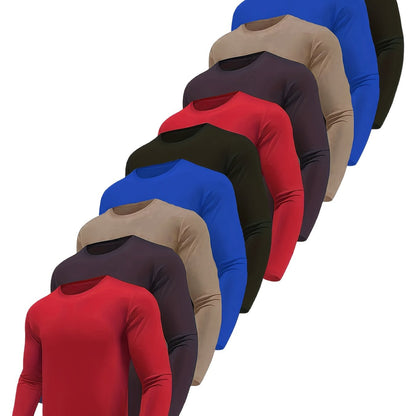 10-Pack Men's Quick-Dry Long Sleeve T-Shirts - Moisture-Wicking, Casual Workout and Leisure Tops - Hiccupzz