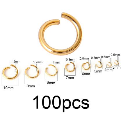 100-200 Pcs/lot Stainless Steel Open Jump Rings Split Rings Connectors For DIY Jewelry Making Supplies Accessories - Hiccupzz