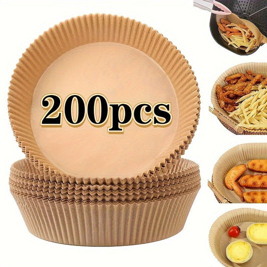 100/200 Pcs Air Fryer Disposable Liners 6.3 Inch Non-Stick Air Fryer Baking Papers Round Air Fryer Paper Liners Kitchen Accessories - Hiccupzz