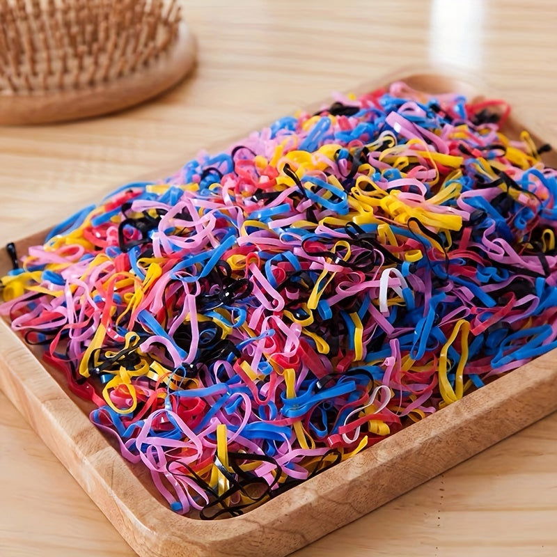 1000/2000 Pcs Candy-Colored Elastic Hair Bands Set : High-Elasticity Mini Rubber Bands with Storage Bag - Non-Electric, Suitable for Ages 14+ - Hiccupzz
