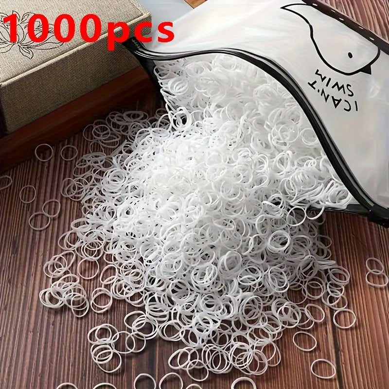 1000/2000 Pcs Candy-Colored Elastic Hair Bands Set : High-Elasticity Mini Rubber Bands with Storage Bag - Non-Electric, Suitable for Ages 14+ - Hiccupzz