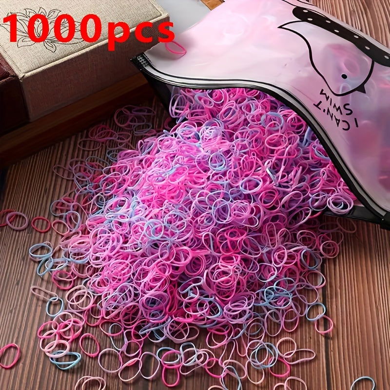 1000/2000 Pcs Candy-Colored Elastic Hair Bands Set : High-Elasticity Mini Rubber Bands with Storage Bag - Non-Electric, Suitable for Ages 14+ - Hiccupzz