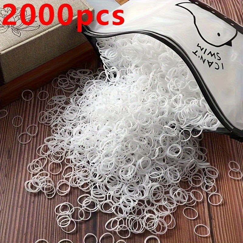 1000/2000 Pcs Candy-Colored Elastic Hair Bands Set : High-Elasticity Mini Rubber Bands with Storage Bag - Non-Electric, Suitable for Ages 14+ - Hiccupzz