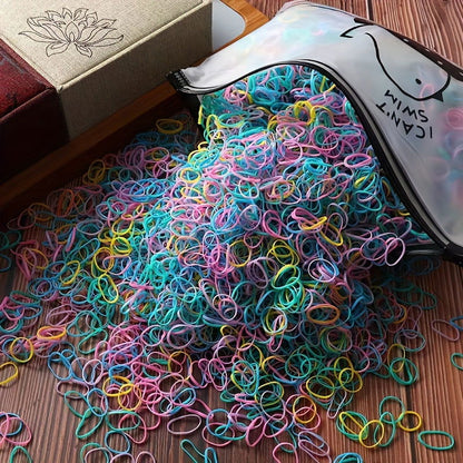 1000 Pcs Colorful Disposable Rubber Bands Set - Perfect For Girls' Casual Hair Styling & Accessories - Hiccupzz