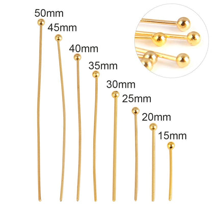 100 Pcs 15-50mm 316 Stainless Steel Flat Head Ball  For DIY Jewelry Making Supplies Findings - Hiccupzz