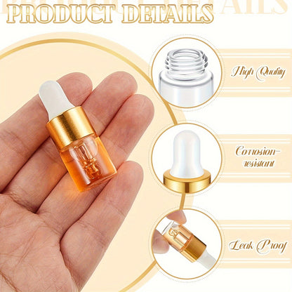 100 Pcs 2ml Clear Glass Dropper Vials Mini Essential Oil Bottles for Travel Perfume Cosmetic Liquid Samples - Hiccupzz