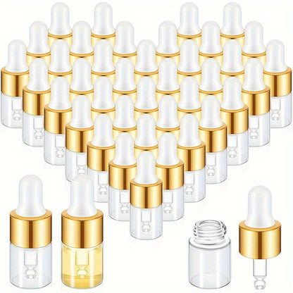 100 Pcs 2ml Clear Glass Dropper Vials Mini Essential Oil Bottles for Travel Perfume Cosmetic Liquid Samples - Hiccupzz
