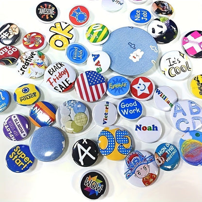 100 Pcs DIY Button Maker Machine with Parts – Badge Punch Press, Options for 25mm, 32mm, 58mm, Includes Circle Cutter and Magic Book - Hiccupzz