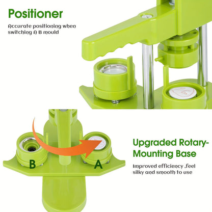 100 Pcs DIY Button Maker Machine with Parts – Badge Punch Press, Options for 25mm, 32mm, 58mm, Includes Circle Cutter and Magic Book - Hiccupzz