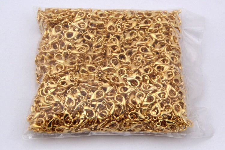 100 Pcs Gold Metal Lobster Clasps Bracelets Connectors Hooks Buckle Charm Materials for DIY Jewelry Making Supplies Accessories - Hiccupzz