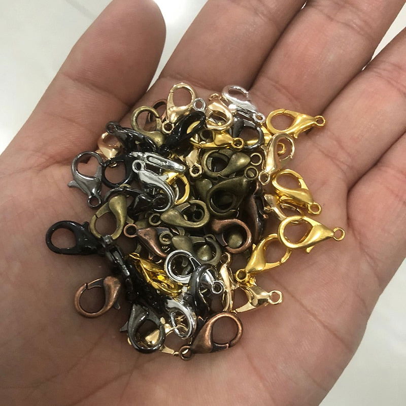 100 Pcs Gold Metal Lobster Clasps Bracelets Connectors Hooks Buckle Charm Materials for DIY Jewelry Making Supplies Accessories - Hiccupzz