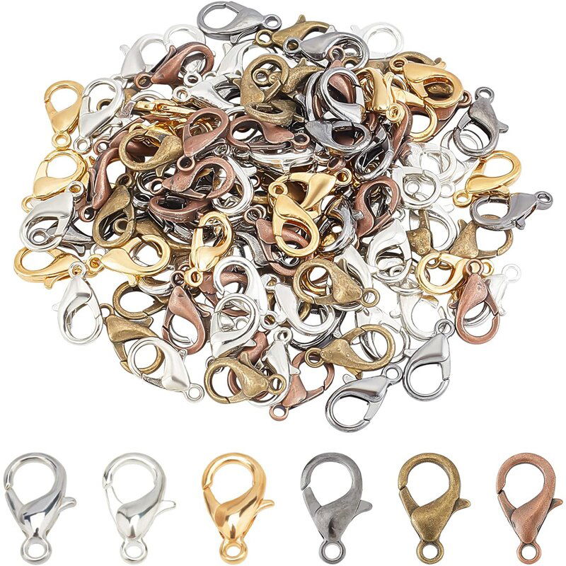 100 Pcs Gold Metal Lobster Clasps Bracelets Connectors Hooks Buckle Charm Materials for DIY Jewelry Making Supplies Accessories - Hiccupzz