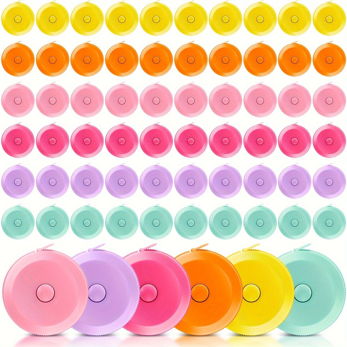 100 Pcs Multicolor Retractable Measuring Tapes – 60 Inch Soft Tape Measure for Sewing, Fabric, and Body Measurement - Hiccupzz