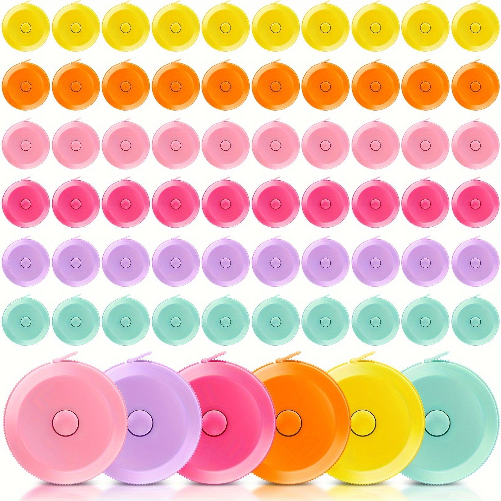 100 Pcs Multicolor Retractable Measuring Tapes – 60 Inch Soft Tape Measure for Sewing, Fabric, and Body Measurement - Hiccupzz