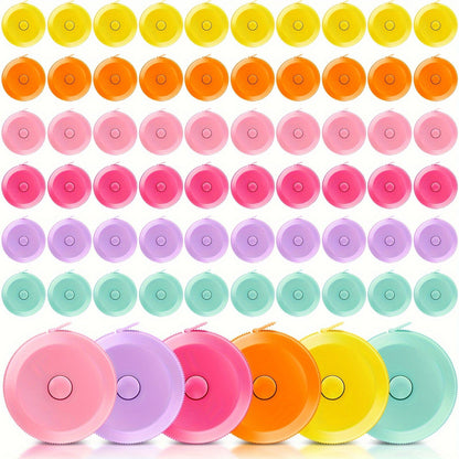 100 Pcs Multicolor Retractable Measuring Tapes – 60 Inch Soft Tape Measure for Sewing, Fabric, and Body Measurement - Hiccupzz