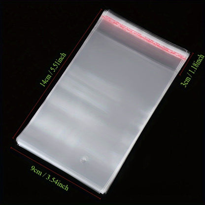 100 Pcs OPP Self-Adhesive Bags – Multi-Size Plastic Bags for Jewelry, Weddings, Food Packaging - Hiccupzz