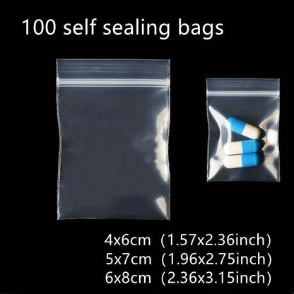 100 Pcs Reusable Clear Jewelry Bags – 3 Sizes with Self-Sealing Zipper & Anti-Aging Storage Pouches for Gifts and Stationery - Hiccupzz