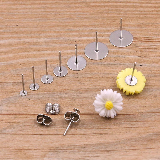 100 Pcs Steel Stainless Steel Earring Studs for DIY Jewelry Making - Hiccupzz