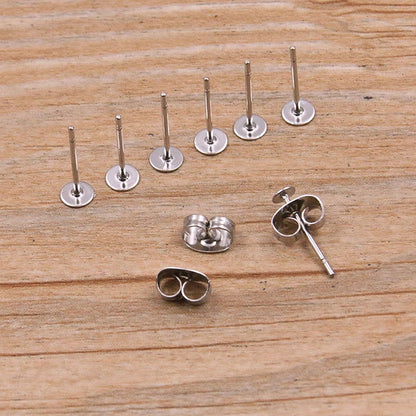 100 Pcs Steel Stainless Steel Earring Studs for DIY Jewelry Making - Hiccupzz
