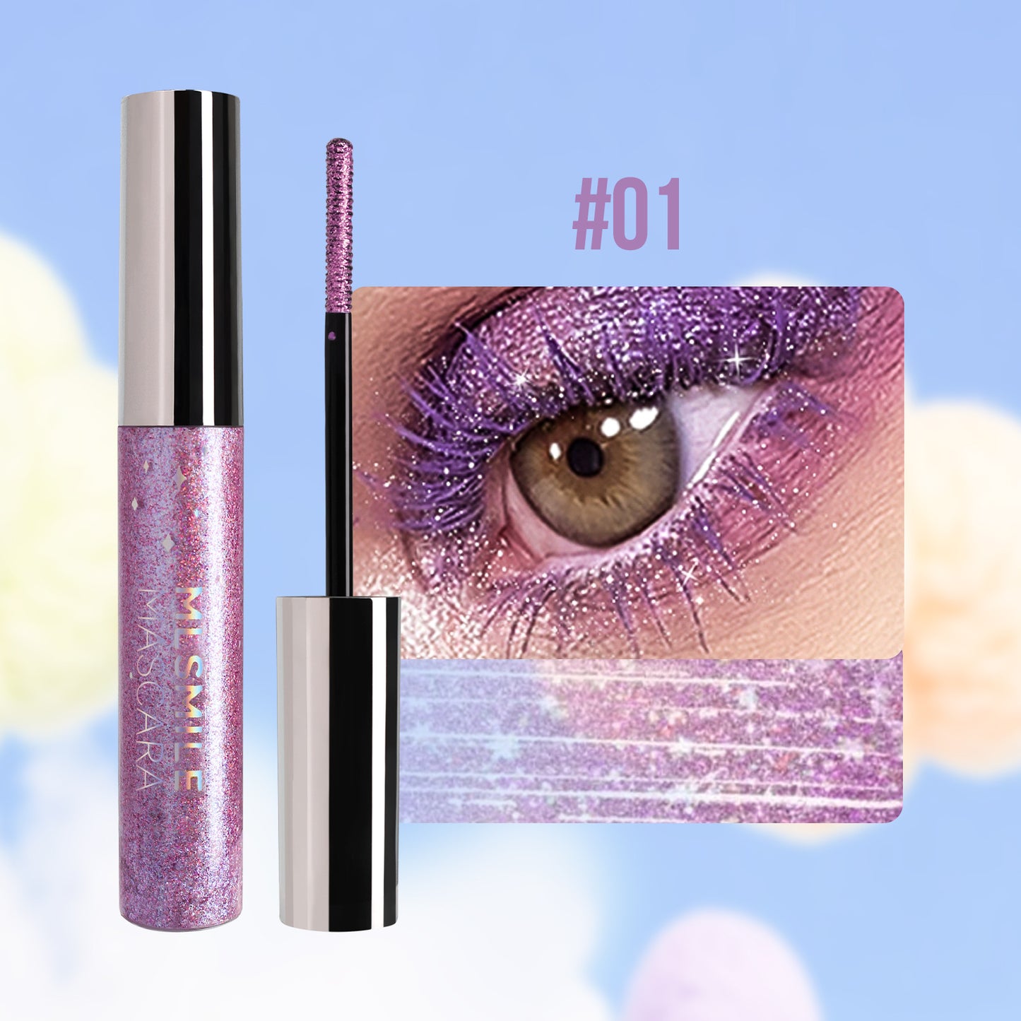 Pearlescent Color Mascara: Thin, Glittering, Waterproof & Smudge-Proof