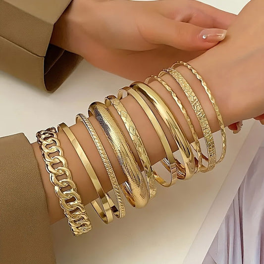 10 Pcs Delicate Alloy Bracelet Set for Women - Perfect for Daily Wear and Parties, Great Gift Idea - Hiccupzz