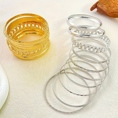 10 Pcs Delicate Alloy Bracelet Set for Women - Perfect for Daily Wear and Parties, Great Gift Idea - Hiccupzz