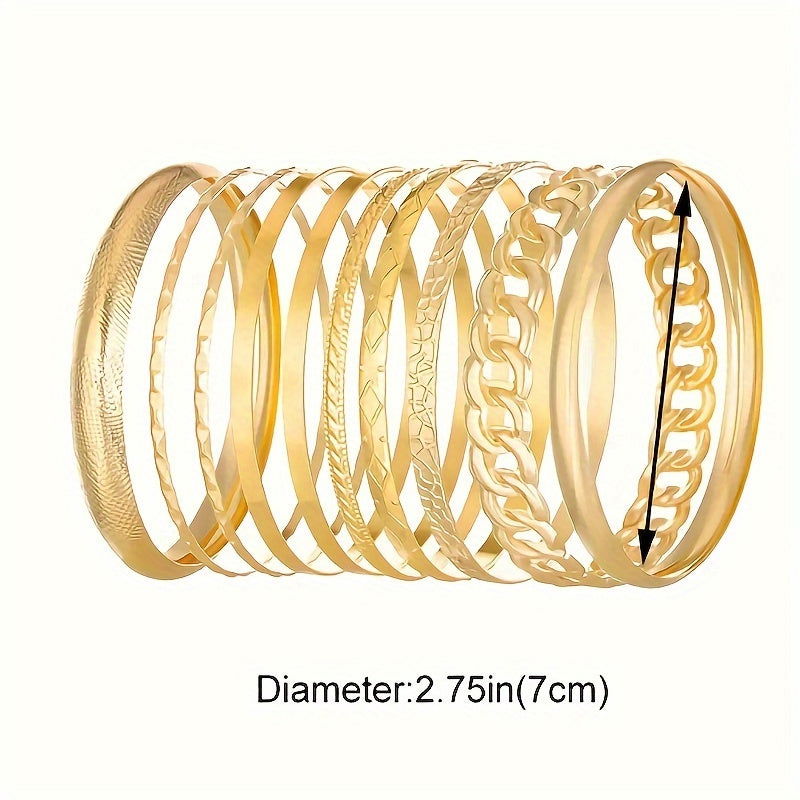 10 Pcs Delicate Alloy Bracelet Set for Women - Perfect for Daily Wear and Parties, Great Gift Idea - Hiccupzz