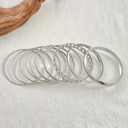 10 Pcs Delicate Alloy Bracelet Set for Women - Perfect for Daily Wear and Parties, Great Gift Idea - Hiccupzz