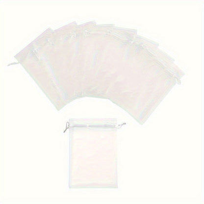 10 Pcs Elegant Sheer Organza Drawstring Gift Bags – Ideal for Wedding Favors, Jewelry Packaging, and Party Candy Pouches - Hiccupzz