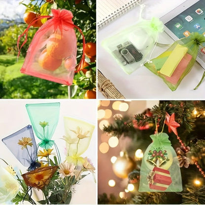 10 Pcs Elegant Sheer Organza Drawstring Gift Bags – Ideal for Wedding Favors, Jewelry Packaging, and Party Candy Pouches - Hiccupzz