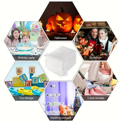 10 Pcs Elegant Sheer Organza Drawstring Gift Bags – Ideal for Wedding Favors, Jewelry Packaging, and Party Candy Pouches - Hiccupzz