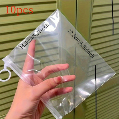 10 Pcs Extra Thick Transparent Zipper Storage Bags – Ideal for Stationery, Travel, Cosmetics, and Sundries - Hiccupzz