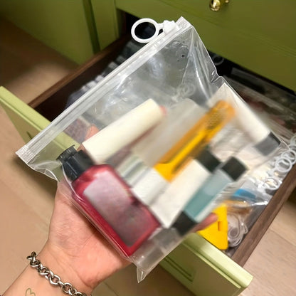 10 Pcs Extra Thick Transparent Zipper Storage Bags – Ideal for Stationery, Travel, Cosmetics, and Sundries - Hiccupzz