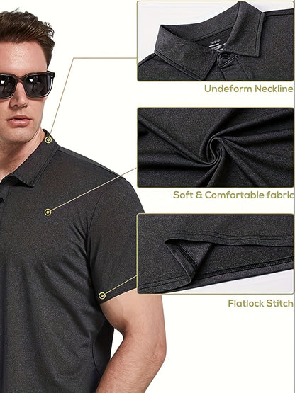 10 Pcs Men's Polo Shirts Quick Dry Short Sleeve Golf T-Shirt Performance Moisture Wicking Casual Workout - Hiccupzz