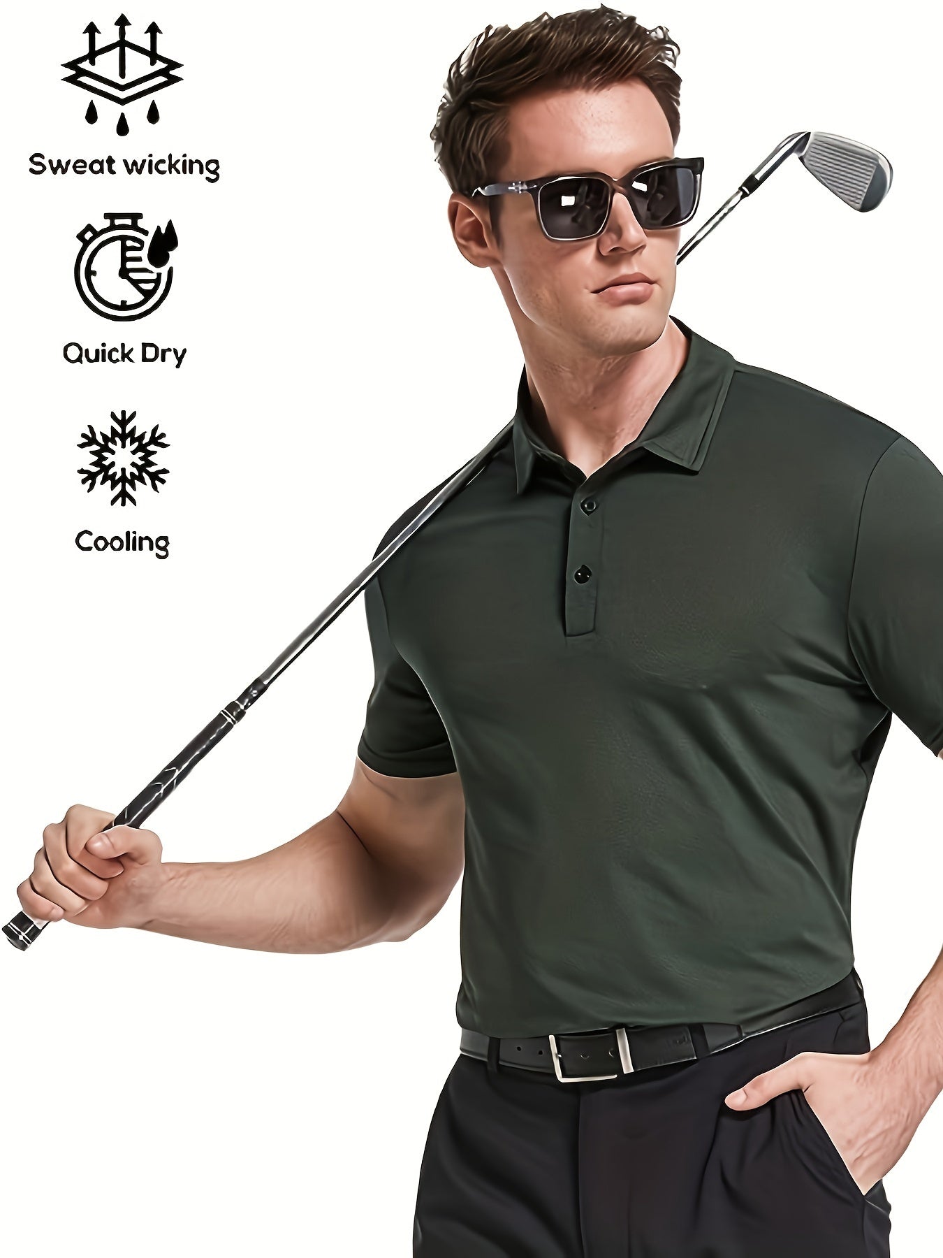 10 Pcs Men's Polo Shirts Quick Dry Short Sleeve Golf T-Shirt Performance Moisture Wicking Casual Workout - Hiccupzz