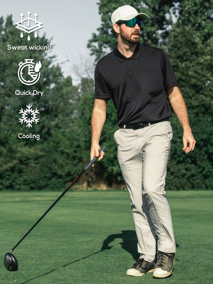 10 Pcs Men's Polo Shirts Quick Dry Short Sleeve Golf T-Shirt Performance Moisture Wicking Casual Workout - Hiccupzz