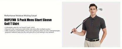 10 Pcs Men's Polo Shirts Quick Dry Short Sleeve Golf T-Shirt Performance Moisture Wicking Casual Workout - Hiccupzz