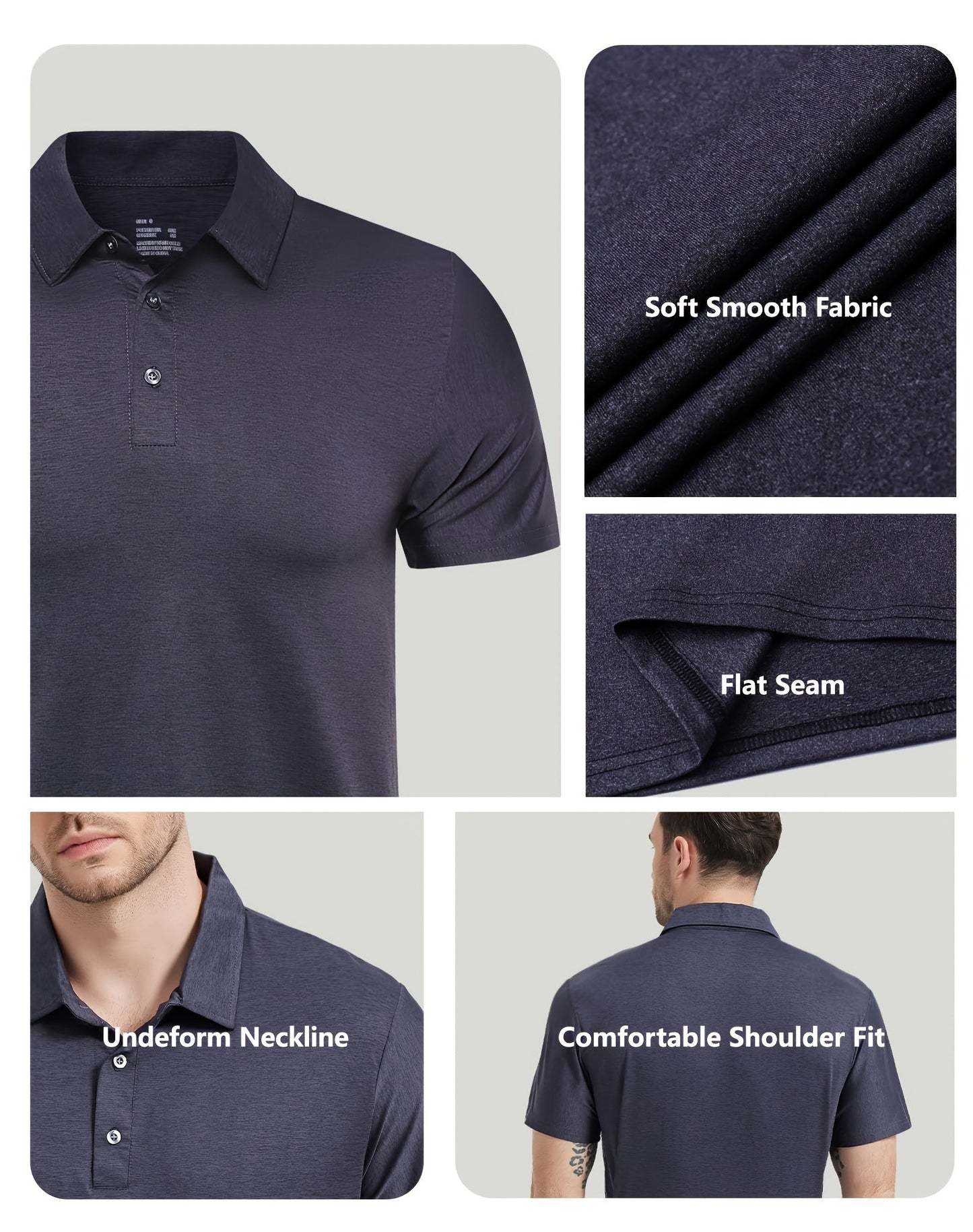 10 Pcs Men's Polo Shirts Quick Dry Short Sleeve Golf T-Shirt Performance Moisture Wicking Casual Workout - Hiccupzz