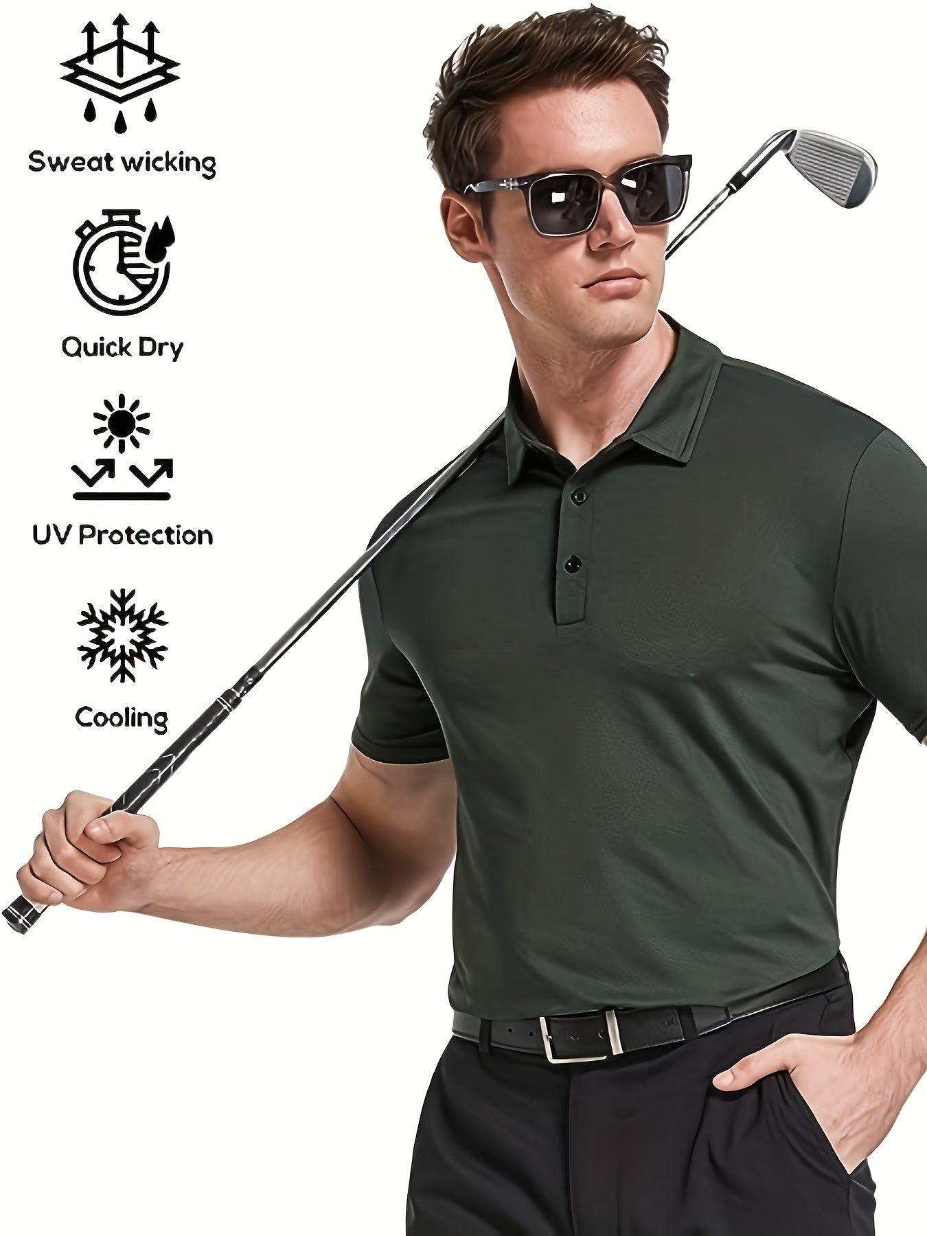 10 Pcs Men's Polo Shirts Quick Dry Short Sleeve Golf T-Shirt Performance Moisture Wicking Casual Workout - Hiccupzz