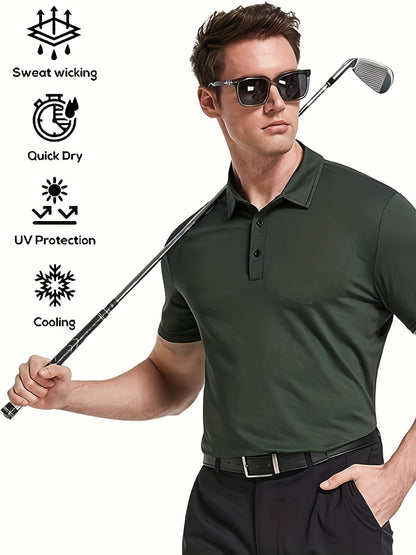 10 Pcs Men's Polo Shirts Quick Dry Short Sleeve Golf T-Shirt Performance Moisture Wicking Casual Workout - Hiccupzz