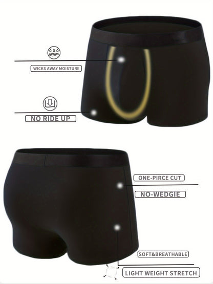 10 Pcs Men's Solid Color Underwear, Casual Elastic Boxer Briefs Shorts, Breathable Comfy Stretchy Boxer Trunks, Sports Shorts - Hiccupzz