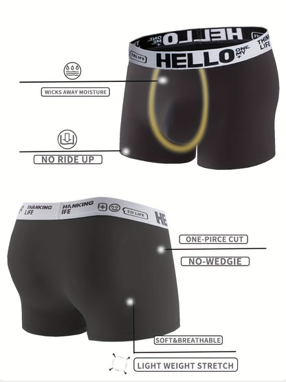 10 Pcs Men's Solid Color Underwear, Casual Elastic Boxer Briefs Shorts, Breathable Comfy Stretchy Boxer Trunks, Sports Shorts - Hiccupzz