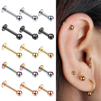 10 Pcs Steel 16G Tragus Helix Bar 3mm Ball Labret Rings For Women - Hiccupzz