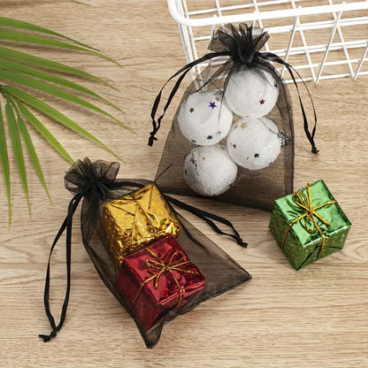 10 Pcs Value Pack Organza Bags (3.5 x 4.7 Inch) – Clear Drawstring Gift Bags - Hiccupzz