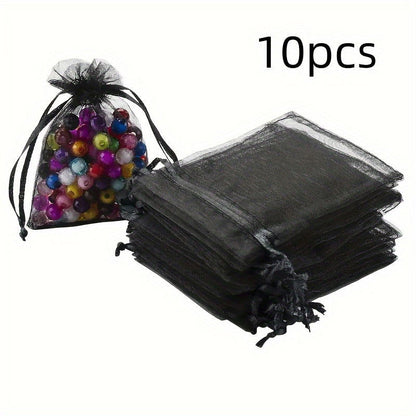 10 Pcs Value Pack Organza Bags (3.5 x 4.7 Inch) – Clear Drawstring Gift Bags - Hiccupzz