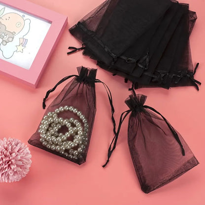 10 Pcs Value Pack Organza Bags (3.5 x 4.7 Inch) – Clear Drawstring Gift Bags - Hiccupzz
